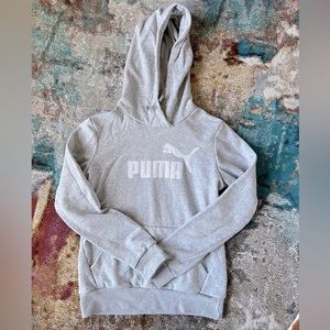 Puma Hoodie grey white womens small EUC worn twice pullover keep dry material